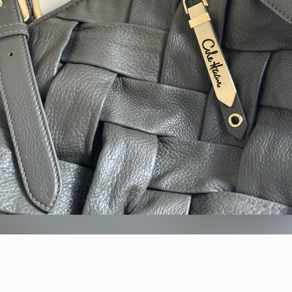 Cole Haan Woven Gray Leather Tote - Picture 13 of 13